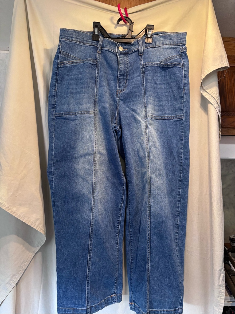 Nanette Lepore Medium Blue Wide-Leg Jeans with Front Seams